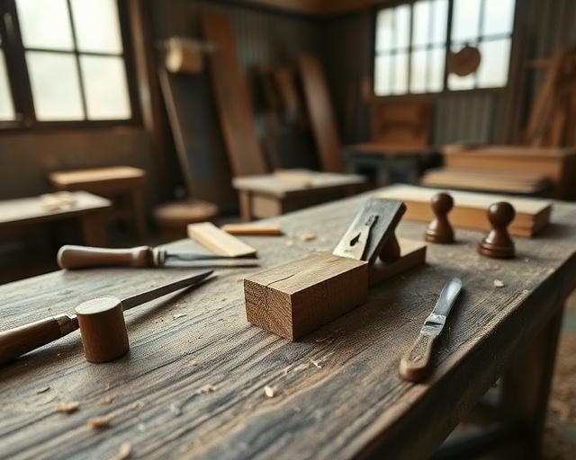 Carpenter working at a timber bench